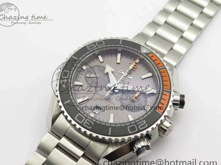 0227 Planet Ocean Master Chrono SS OM 1:1 Best Edition Gray Dial On SS Bracelet A9900 V Efficient 8116